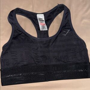 Gymshark Black Seamless Racerback Sports Bra with Branded Underband